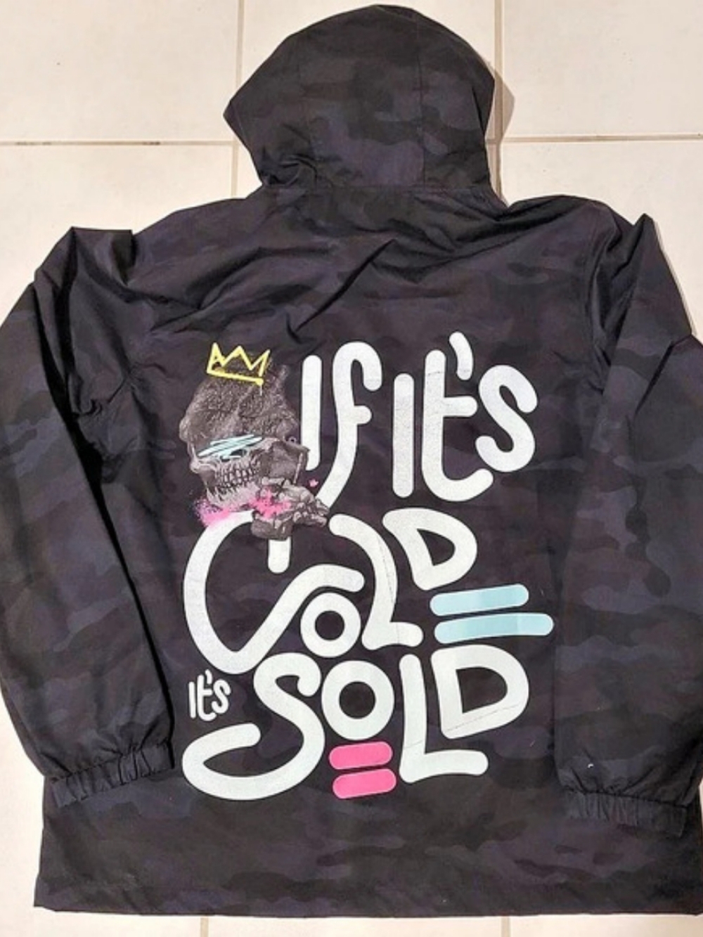 No Rellish Men's Camo Hooded Windbreaker XL Like New